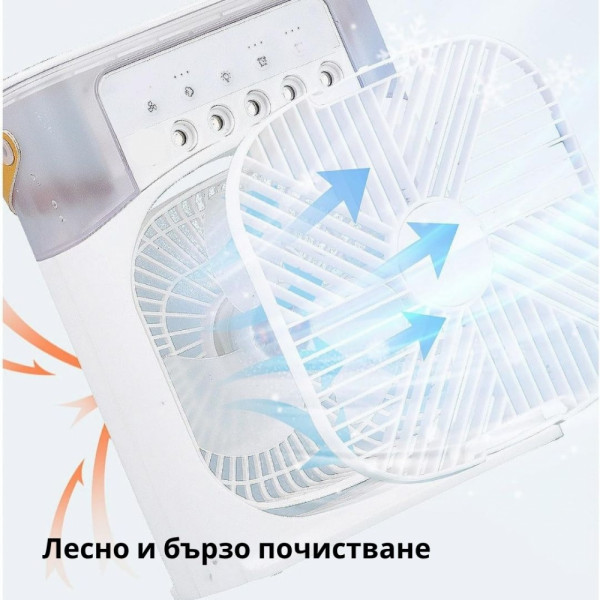 5 в 1 MINI ICE Pro охладител-вентилатор! Овлажнява, охлажда, пречиства с 5 дюзи за водна мъгла!